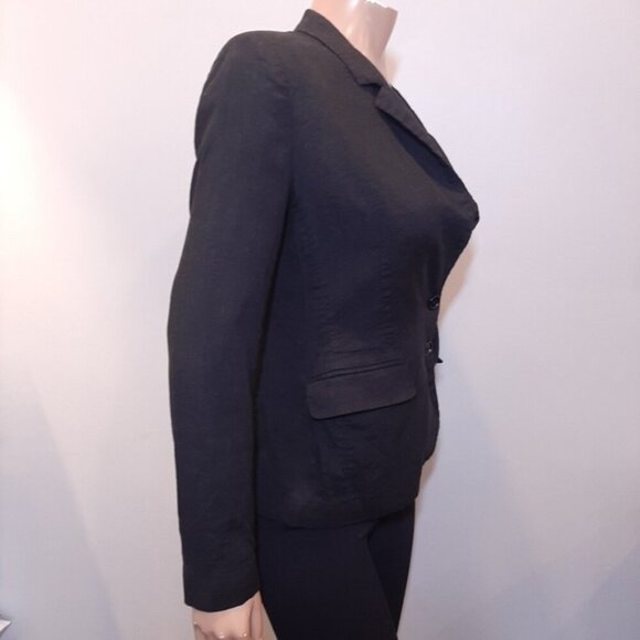 French Connection Linen Blazer Jacket  Black Fitted Size 6 Single Breasted - Picture 8 of 11